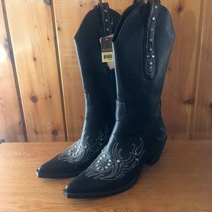 Cowgirl Boots ROPER Girl's Black with Rhinestones